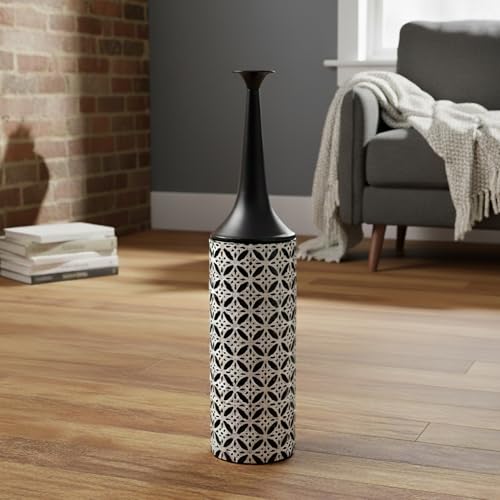 Leewadee Large Floor Vase 26 inches Metal for Pampas Grass, Dried Flowers - color: Black, White