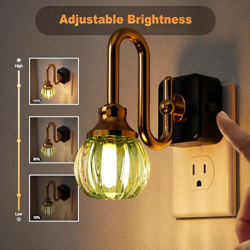 JandCase Night Light, Night Lights Plug into Wall Green Tulip 2 Pack - color: Green Tulip