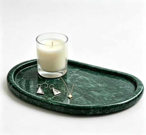 N NANSHOP Natural Marble Jewelry Tray, Marble Ring Dish for Bathroom - color: Indian Green, size: 10.2" x 7.1" x 0.6"