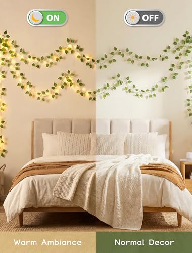 Vine with Fairy Lights,23FT Faux Pothos Garland with Remote - color: Pothos, size: 73 LED-Plug