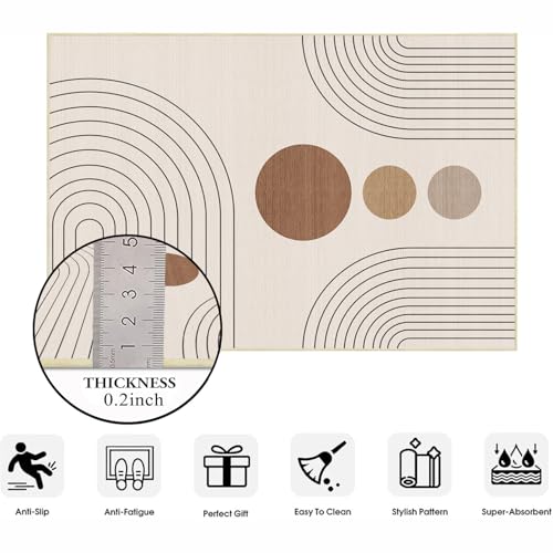 Boho Rug 4x6 Beige Modern Geometric Abstract Washable Area Rug Bedroom - color: Beige, size: 6' x 4' (Rectangular)
