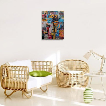 Urban Jazz Canvas Wall Art Graffiti Framed Music Studio Prints 16x24 Inch - color: Urban Jazz, size: 24"L x 16"W