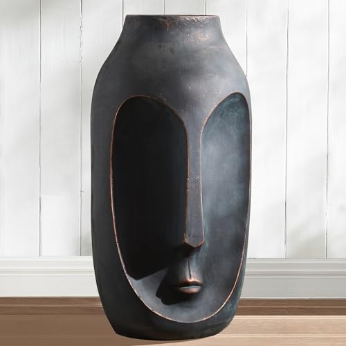 28" Large Bronze Artificial Stone Statue for Home and Garden Outdoor Decor - color: Bronze-moai, size: 28"