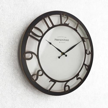Presentime 13" Farmhouse Series Wall Clock - color: Oil Rubbed Bronze / Antique White, size: 13 inch