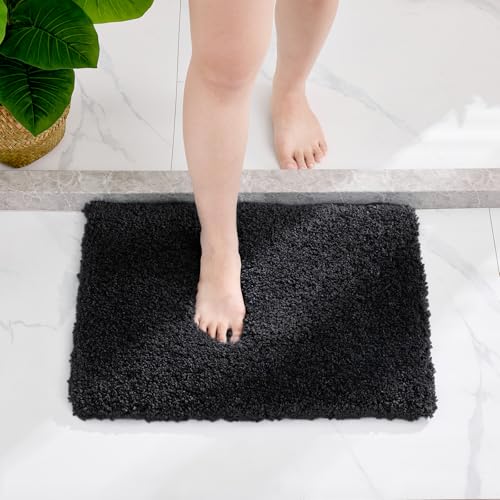 Disolla Black Bathroom Rugs 20x32, Non-Slip Plush Thick Bath Mat - color: Black, size: 1'8" x 2'8" (20''x32'' Bathroom Rug)