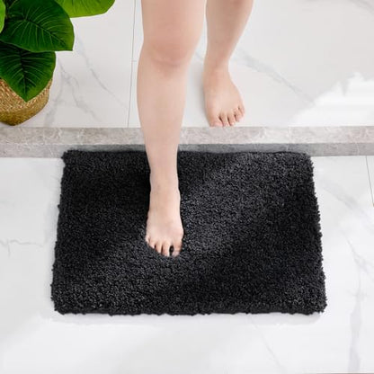 Disolla Black Bathroom Rugs 20x32, Non-Slip Plush Thick Bath Mat - color: Black, size: 1'8" x 2'8" (20''x32'' Bathroom Rug)