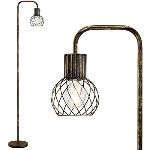 Industrial Floor Lamp, Antique Bronze Standing Lamp Modern with 6W LED Bulb, Foot Switch, Metal Tall Lamps for Living Room, Bedroom, Office, Vintage Stand Up Lamp, Minimalist Farmhouse Floor Lamp - style: Bronze Industrial Floor Lamp
