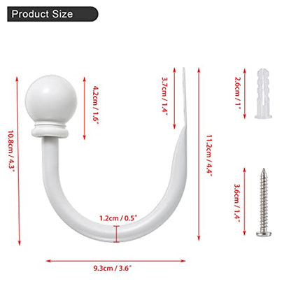 Sumnacon Curtain Holdbacks 4 Pcs Wall Mounted Curtain Tiebacks, White - color: White