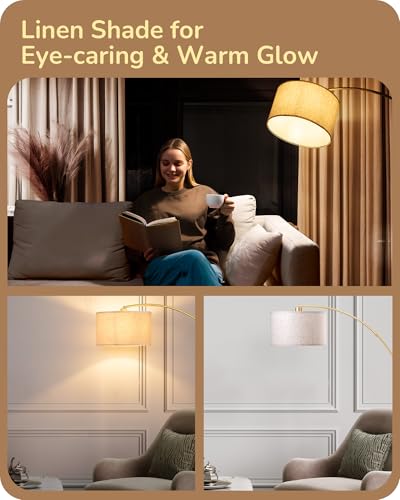 EDISHINE 78.3" Gold Arched Floor Lamp with Remote, Modern Standing Lamp - style: Modern-Gold