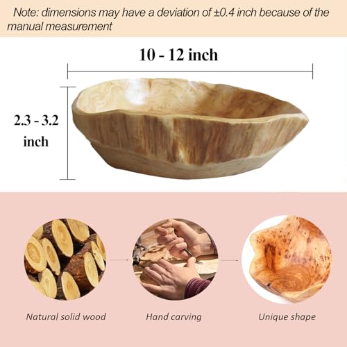 Wooden Bowl Decorative Wood Fruit Bowl (10"-12" Diameter) - size: 10"-12" Diameter