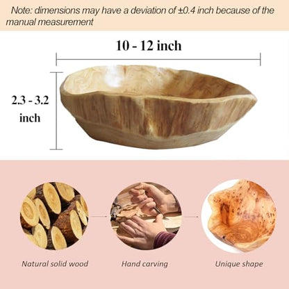 Wooden Bowl Decorative Wood Fruit Bowl (10"-12" Diameter) - size: 10"-12" Diameter