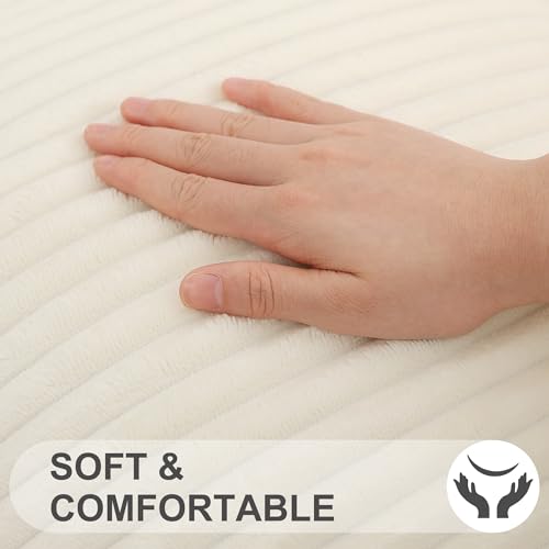 Simmore Fall Soft Cream White Flannel Throw Pillow Covers 18X18 Set of 2 - color: Cream White, size: 18" x 18" (Pack of 2)