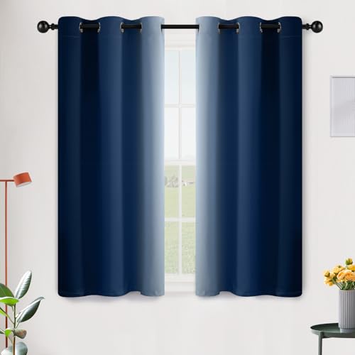 SimpleHome Ombre Blue to Grey White Curtains for Living Room 42Wx45L - color: Blue, size: 42"W x 45"L (Pack of 2)