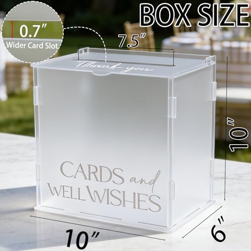 Frosted Acrylic Wedding Card Box, Elegant Matte Gift Card Holder with Slot for Cash Gifts Envelopes, Decorative Table Decor for Wedding Reception Birthday Baby Shower & Graduation Party - style: Frosted