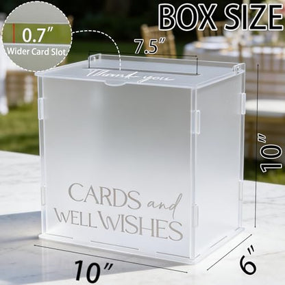 Frosted Acrylic Wedding Card Box, Elegant Matte Gift Card Holder with Slot for Cash Gifts Envelopes, Decorative Table Decor for Wedding Reception Birthday Baby Shower & Graduation Party - style: Frosted