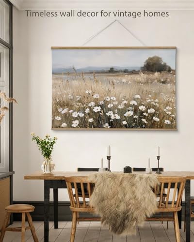 ARPEOTCY Extra Large Framed Wall Art, Wildflower Field Floral, 36x54 In - color: Yellow Wildflower Field