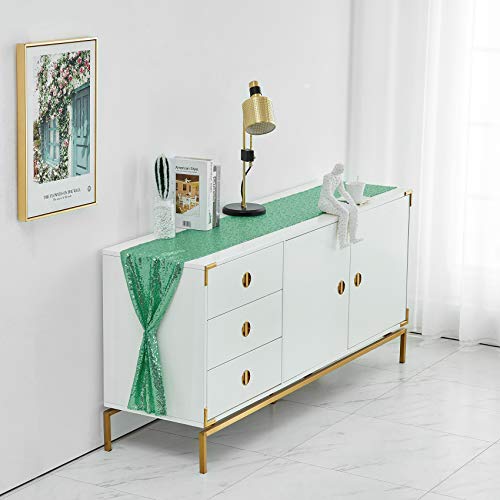 Pufogu 12 x 72 inches Mint Green Sequin Table Runner, 2 Packs - color: Mint Green
