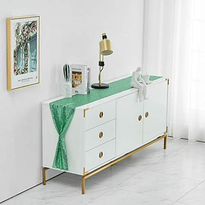 Pufogu 12 x 72 inches Mint Green Sequin Table Runner, 2 Packs - color: Mint Green