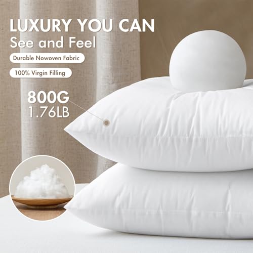 MIULEE Set of 2 Throw Pillow Inserts 24x24 Inches with 100% Virgin Filling - size: 24x24
