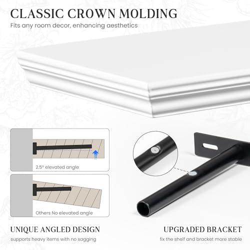 Fun Memories Floating Shelves, White, 16 Inch Long, 9.3 Inch Deep, 2 Pack - color: White, size: 16", Set of 2