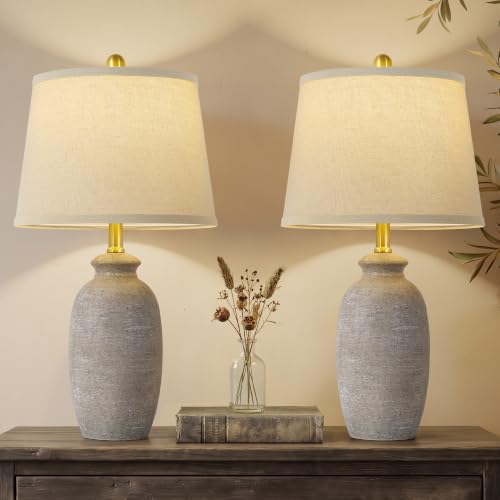 Luvkczc 22.75" Ceramic Table Lamps Set of 2, Nightstand Lamps - color: Light Grayish-brown