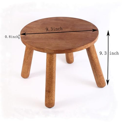 Round Solid Wooden Stool,Plant Stand,Step Stool,Walnut,9.3" H - color: Walnut, size: 9.3inch