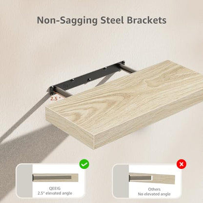 QEEIG Bathroom Floating Shelves for Wall (Natural, Set of 2, 15.7") - color: E. Natural, size: 15.7"
