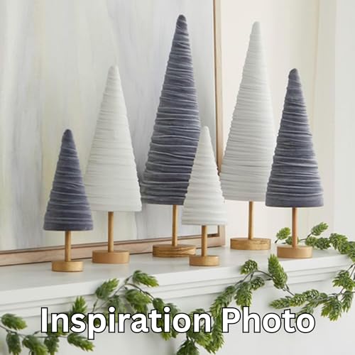 Slate Blue Pedestal Velvet Trees Set of 3, Artisan Mantel Accent, Boy Nursery, Valentine Tree Tabletop, Winter Table Centerpiece, Modern Shelf Decor (Slate Blue) - color: Slate Blue