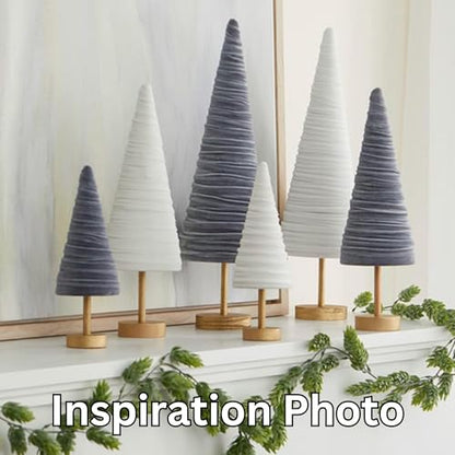 Slate Blue Pedestal Velvet Trees Set of 3, Artisan Mantel Accent, Boy Nursery, Valentine Tree Tabletop, Winter Table Centerpiece, Modern Shelf Decor (Slate Blue) - color: Slate Blue