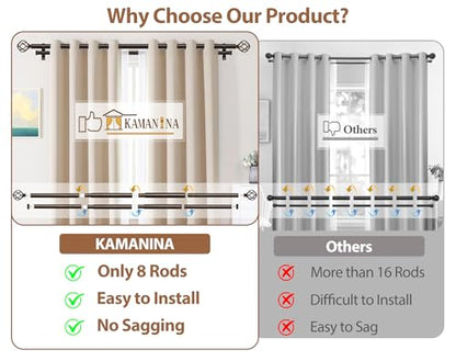 KAMANINA 1 Inch Double Curtain Rod 66 to 120 Inch, Long Drapery Rod, Bronze - color: Antique Bronze, size: 66-120"