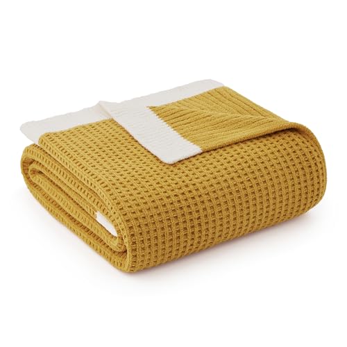 Amélie Home Chenille Throw Blanket, Soft Cozy Waffle Throw for Couch & Sofa, Warm Yet Lightweight, Breathable All-Season Throws for Women Men, Housewarming, Birthdays, 50"x60", Ginger - color: Ginger, size: Chenille Waffle Knit(50" x 60")