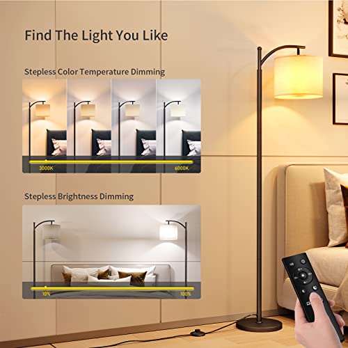 SUNMORY Arc Floor Lamp, Modern Floor Lamp with Remote Control and 9W Bulb - color: Black Remote Control