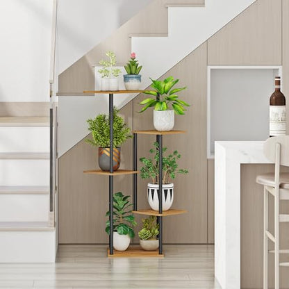 HAYOFAMY 5 Tier Rustic Brown Plant Stand Indoor 35” Tall