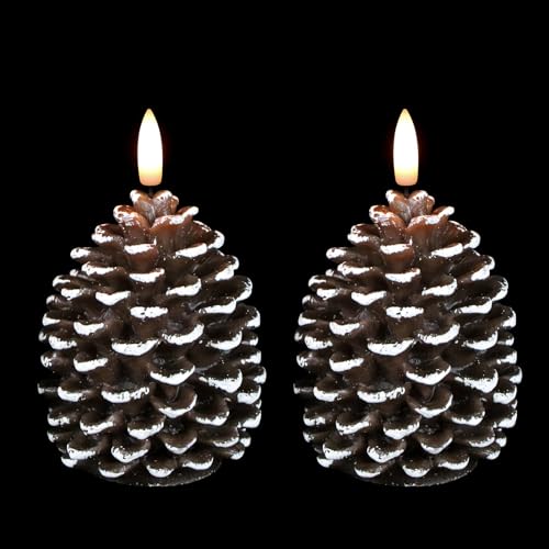 Wondise Pine Cone Flameless Candles with 6H Timer - color: 6-Brown