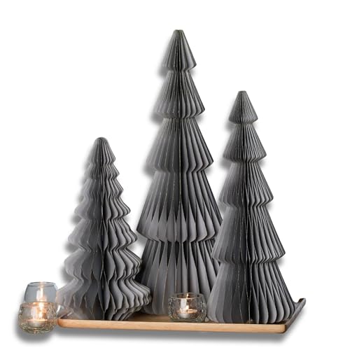 Your Heart's Content Honeycomb Paper Trees, Set of 3 (Large Set 3 Gray) - color: Large Set 3 Gray