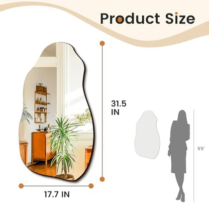 TRAHOME 32'' x 18'' Irregular Asymmetrical Wall Mirror - size: 32"L x 18"W