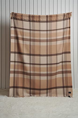 EP Mode 100% Pure Cashmere Throw Blanket for Sofa, Camel Tartan - color: Camel Tartan