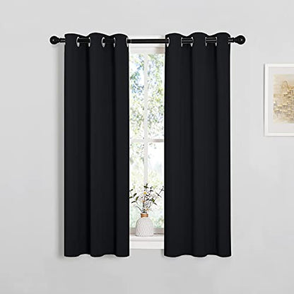 NICETOWN Black Blackout Curtains Drapes for Cafe 29" w x 40" L 2 Panels - color: Black, size: 29"W x 40"L (Pack of 2)