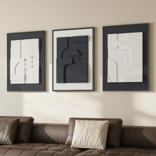 JACUKO Large Wall Art 3D Textured Modern Abstract 3-Piece 20x28 Inch - size: 20"W x 28"H x 3Pcs