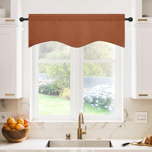 NICETOWN 2 Panels Burnt Orange Kitchen Blackout Valances for Windows - color: Burnt Orange, size: 42"W x 18"L (Pack of 2)