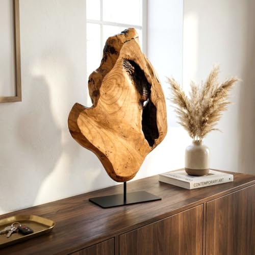 WELLAND Irregular Cedar Wood Sculpture 8.75" W x 1.75" D x 17.75" H Natural Edge Tabletop Statues, Handmade Ornaments, Décor for Living Room, Home Office, Bedroom, - size: Large