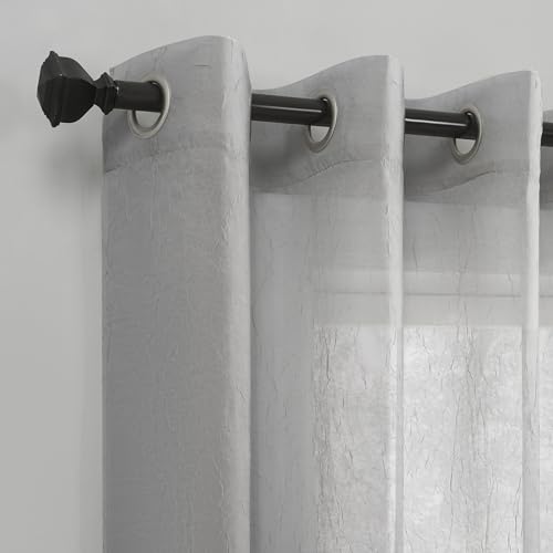 No. 918 Erica Crushed Sheer Voile Grommet Curtain Panel - color: Silver Gray, size: 51"W x 63"L (Pack of 1)