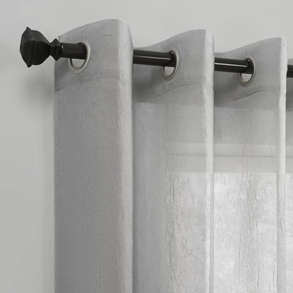 No. 918 Erica Crushed Sheer Voile Grommet Curtain Panel - color: Silver Gray, size: 51"W x 95"L (Pack of 1)