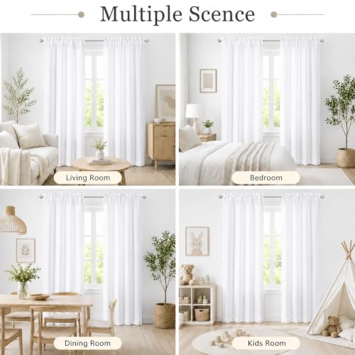 Chyhomenyc White Curtains 84 Inch Length 2 Panels 40Wx84L inches - color: White, size: 40"W x 84"L (Pack of 2)