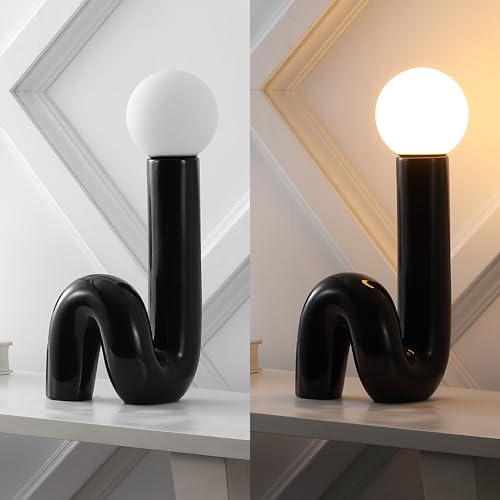 JONATHAN Y Katya 18" Scandinavian Ceramic Spiral Lamp, Black - color: Black