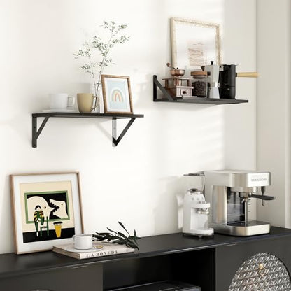 Axeman Floating Shelves for Wall, 16'' x 8'' Black Wall Shelves Set of 2 - color: Black, size: 16 Inch