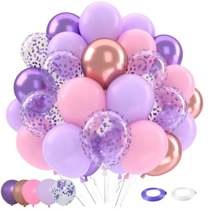 Patimate Purple and Pink Latex Balloons Set 50 pcs 12 inch - color: Purple Pink