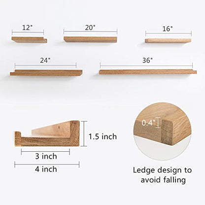 HOMWOO Floating Shelves Walnut Natural Wood Wall Shelves Picture Ledge for Home, Living Room, Bedroom, Bathroom, Office,20 Inches - size: 20 inches