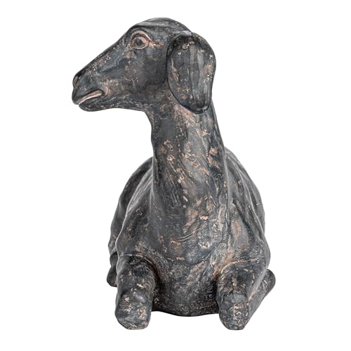 Creative Co-Op Resin Lying in Rest Goat Accent Décor with Cast Iron Finish, Black - size: 8-3/4"L x 4"W x 5-3/4"H