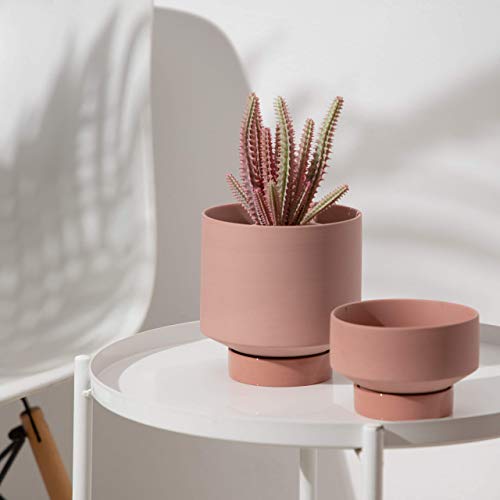 UBEE Terracotta Plant Pots for Plants Ceramic Indoor Flower Planter Pot 5.43 Inches + 4.61 Inches Succulents Pot with Drainage Hole Saucer Set of 2 - color: Terracotta